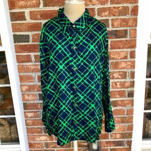 Escapada Green and Navy Button-Down Shirt